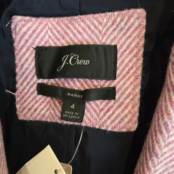 J.Crew Parke Herringbone Blazer Pink White Size 4 - Picture 7 of 9